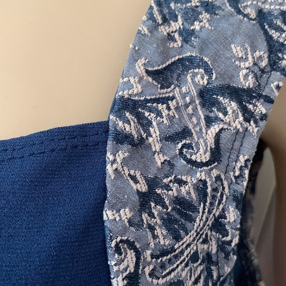 Piccadilly fashions navy blue brocade trim sweetheart tank top M - Picture 4 of 12